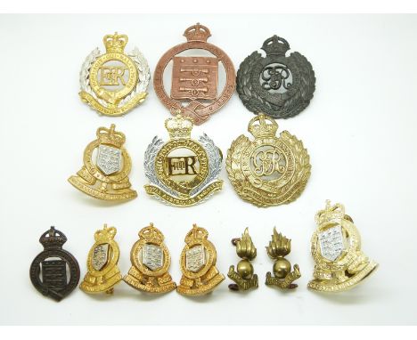 Thirteen Australian Army Royal Australian Engineers and Australian Army Ordnance Corps metal and anodised badges