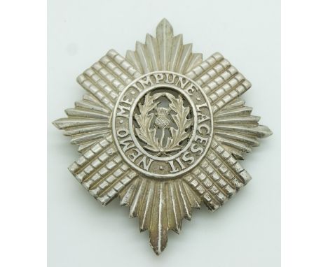 British Army Scots Guards white metal pouch badge