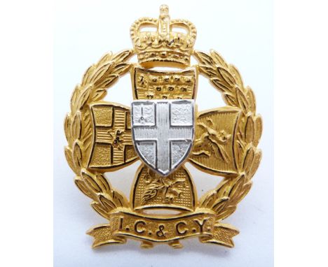 British Army Inns of Court and City Yeomanry officer's gilt cap badge, F &amp; S maker's to reverse