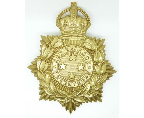 New Zealand Army Volunteers other ranks metal helmet plate with Tudor crown