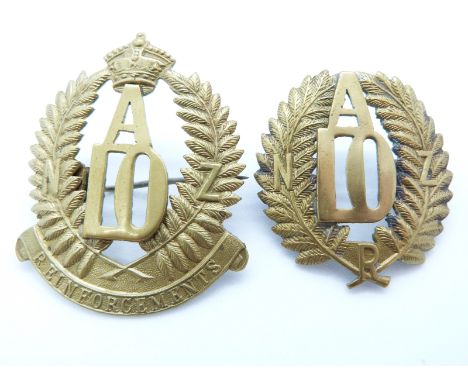 Two New Zealand Army 10th Reinforcements A Company metal badges