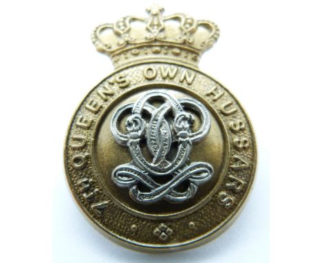 British Army 7th Queen's Own Hussars Victorian bi-metal cap badge