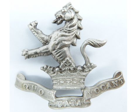 British Army 7th Dragoon Guards officer's silver cap badge, stamped .925 silver to reverse