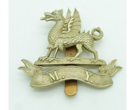 British Army Montgomeryshire Yeomanry other ranks white metal cap badge