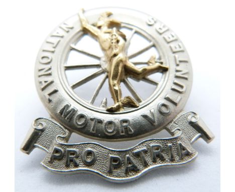 British Army Motor Volunteers bi-metal badge