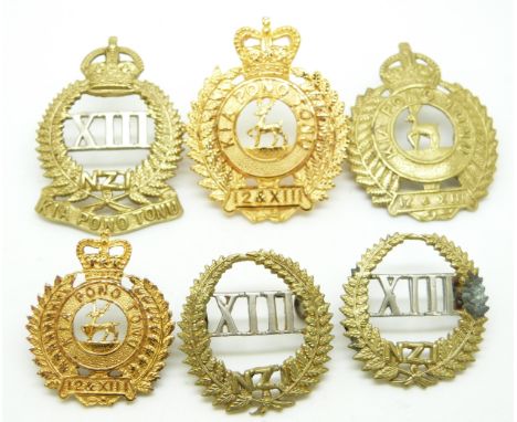 New Zealand Army 13th North Canterbury Regiment and 12/13th Regiment cap and collar badges