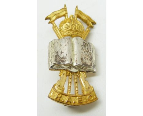 British Army Royal Education Corps officer's cap badge, stamped J.R.Gaunt&nbsp;