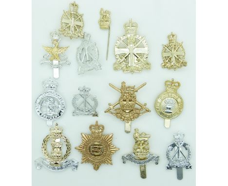 Fourteen British Army anodised badges including Royal Army Service Corps, Royal Pioneers, Buckinghamshire Regiment etc, six b