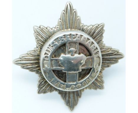 British Army 4th/7th Dragoon Guards officer's hallmarked silver (1949) cap badge, JRC &amp; S makers
