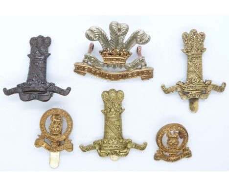 Six British Army Cavalry Regiments metal cap badges for the 11th Hussars, Royal Hussars and 14th/20th Hussars