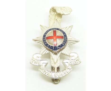 British Army Royal Sussex Regiment Warrant Officer's metal / enamel badge