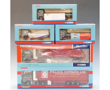Five Corgi 1:50 scale limited edition diecast model Pollock lorries Hauliers of Renown CC13809, 70th Anniversary CC11416, CC1