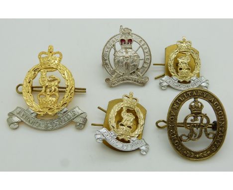 British Army, Army Legal Services, Accountants and Adjutants Corps badges