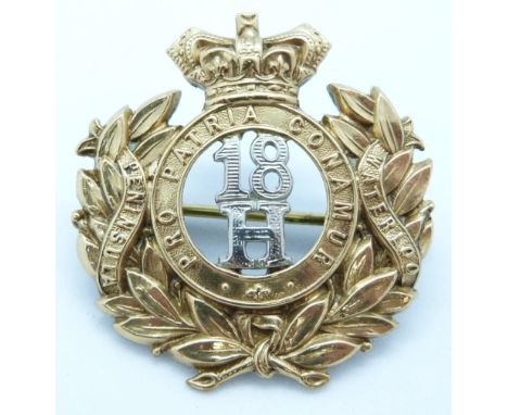 British Army 18th Hussars other ranks bi-metal cap badge