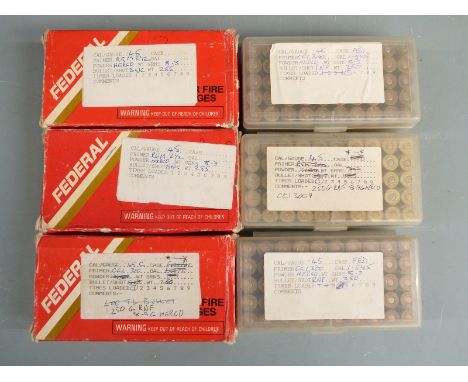Two-hundred-and-thirty-four .45 Colt rifle cartridges together with 66 empty brass cases, some in original boxes and some in 