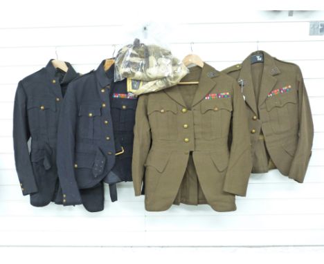 Two British Army WWII Argyll &amp; Sutherland Highlanders sporrans and tunics for Lt Colonel E Remington Hobbs with portrait,
