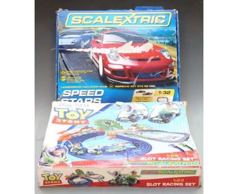 Two Scalextric model motor racing sets Speed Stars C1234 and Micro Scalextric Disney Pixar Toy Story G1063, both in original 