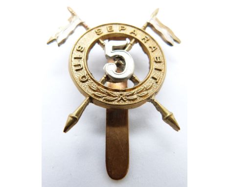 British Army 5th Royal Irish Lancers bi-metal cap badge