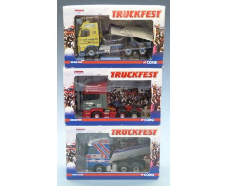 Three Corgi Truckfest 1:50 scale limited edition diecast model lorry tractor units Garn Transport Ltd CC13702, Yuill &amp; Do