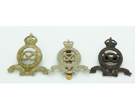 Three British Army Staffordshire Yeomanry metal cap badges,&nbsp;one example by Gaunt