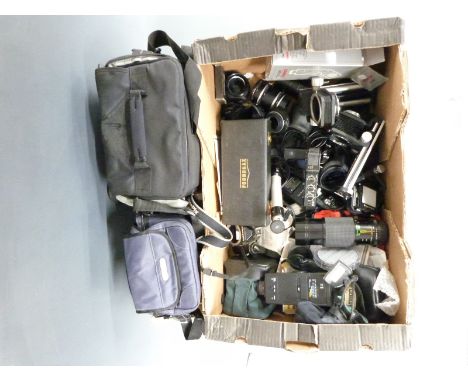 Quantity of cameras and accessories to include Chinon CE-4, Vivitar and Aetna extension tubes, Mitakon 1:5.6 f=100-300mm and 