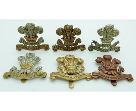 Six British Army Earl of Chester's&nbsp;Yeomanry / Imperial Yeomanry metal cap badges
