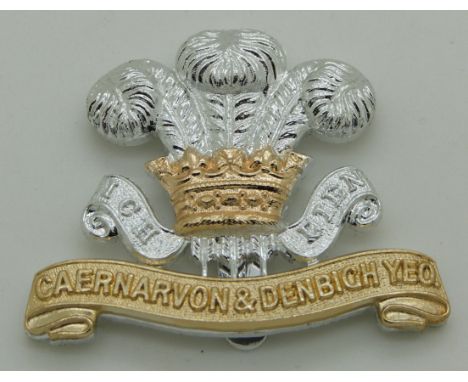 British Army Caernarvon and Denbighshire Yeomanry anodised cap badge