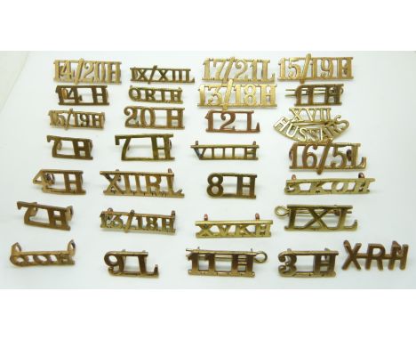 British Army a small collection of cavalry regiments metal shoulder titles for Hussars and Lancers including those for the 3r