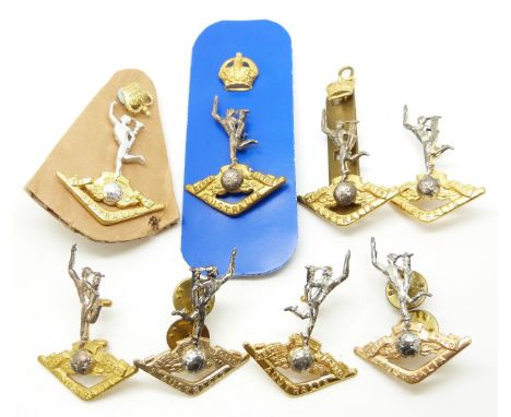 Eight Australian Army Signals Corps hat and collar metal badges including officer's example