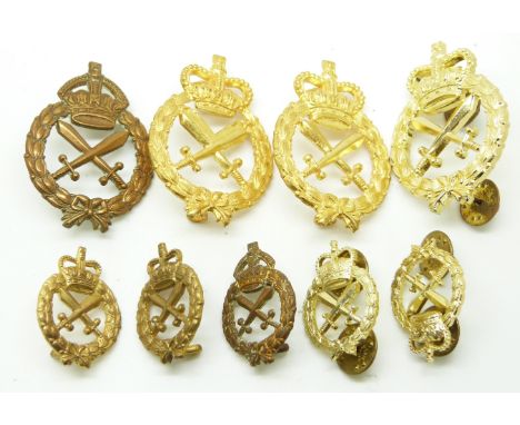 Nine Australian Army Provost hat and collar badges three by Swan and Hudson