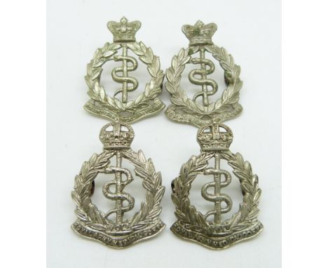 Four British Army Royal Army Medical Corps Volunteers metal collar badges&nbsp;