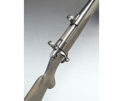 .30-06 Weatherby Vangaurd .30-06 bolt-action rifle with black ABS stock, chequered semi-pistol grip and forend, Weatherby sco