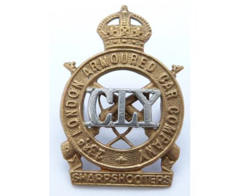 British Army 23rd London Armoured Car Company 'Sharpshooters' metal cap badge