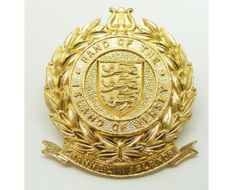 British Army Jersey Militia bandsman's metal badge