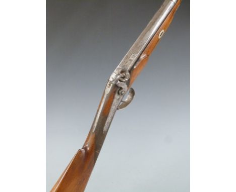 Thomas Fletcher of Cheltenham and Gloucester 16 bore percussion hammer action gun with named lock engraved with birds, engrav