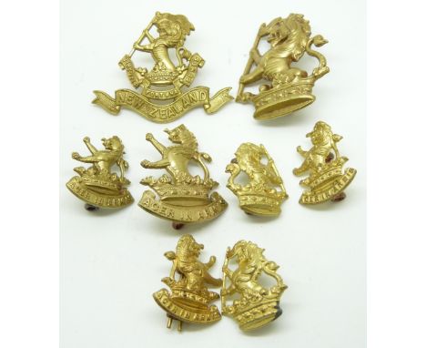 New Zealand Army Samoan Expeditionary Force metal cap and collar badges, two with Gaunt to reverse&nbsp;