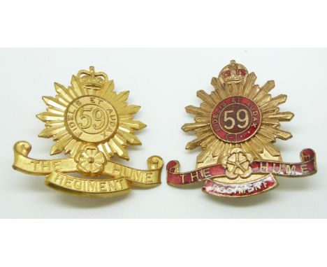 Australian Army 59th The Hume Regiment metal hat badges, one enamelled