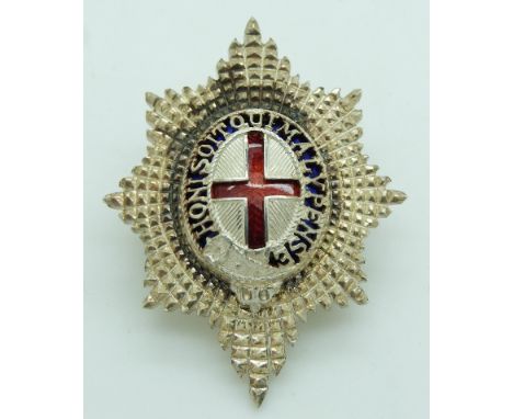 British Army Coldstream Guards officer's hallmarked silver (Birmingham 1946) field cap badge, makers Fattorini &amp; Sons Ltd