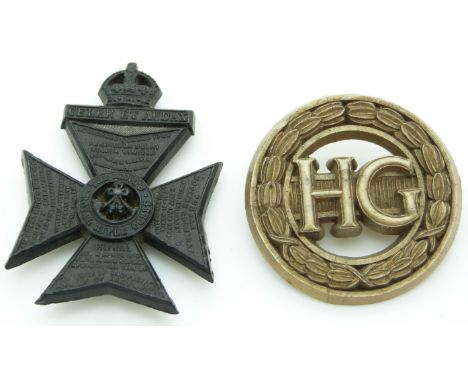 British Army King's Royal Rifle Corps and Home Guard economy plastic hat badge, one by Stanley &amp; Sons Wales&nbsp;