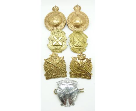 Seven New Zealand Officer Training Corps, Cadet Corps etc including St Joseph's College metal badges&nbsp;