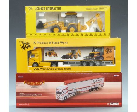 Three diecast model vehicles Corgi Hauliers of Renown 1:50 scale limited edition Barry Haulage Ireland Scania R Curtainside C