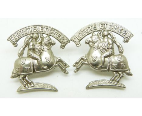 British Army 1st Fifeshire Rifle Volunteers pair of collar badges