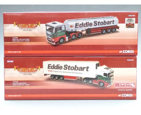 Two Corgi Hauliers of Renown Eddie Stobart 1:50 scale limited edition diecast model lorries MAN TG-X (XL) Fuel Tanker CC15207