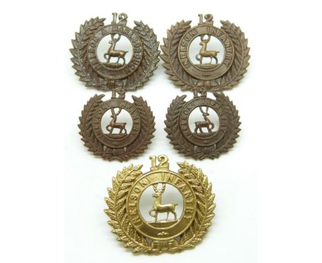 New Zealand Army 12th Nelson Regiment officer's cap badges, all marked Gaunt to reverse, together with a pair of collar badge