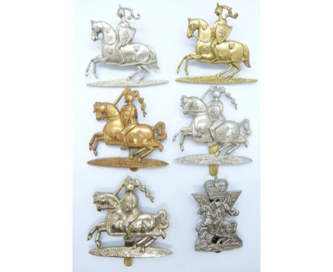 Six British Army Fife &amp; Forfar Yeomanry metal badges