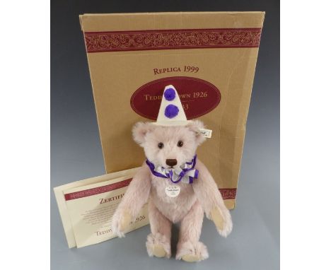 Steiff 1999 Replica Teddy bear Teddy Clown with hat and scarf, in original box with certificate of authenticity.&nbsp;