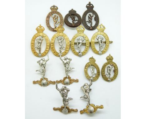 Thirteen British Army Royal Corps of Signals metal collar badges in six pairs plus one&nbsp;&nbsp;