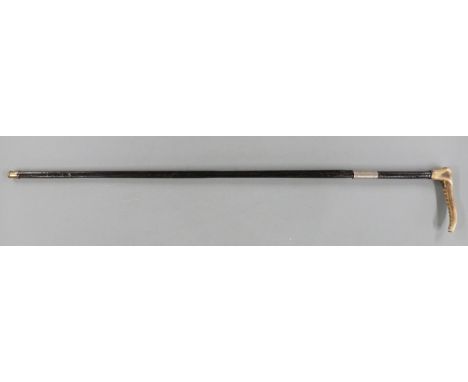 Callow and Son, Park Lane, London swordstick with maker's name to circular metal button, length of square section blade 65cm