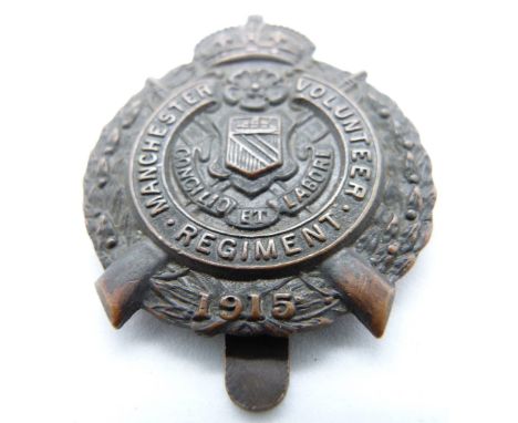 British Army Manchester Volunteer Regiment metal cap badge