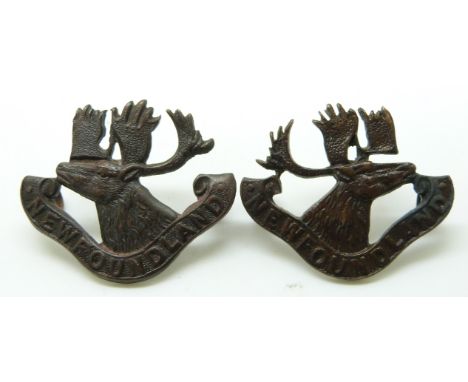 Two Canadian Army Newfoundland Regiment officer's service dress collar badges